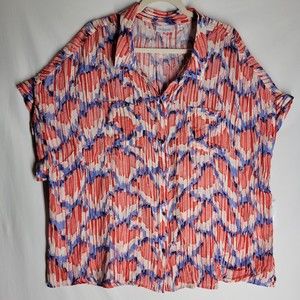 NWT Westbound Women's Blouse Button Up Top Rayon Batik Color Plus Size 3X $69